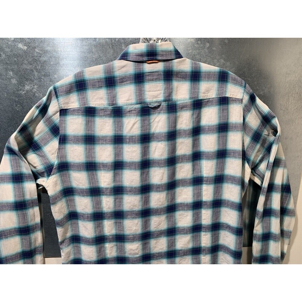 Boss Orange Hugo Boss Turn Back Cuffs S Blue/White Plaid Cotton Linen Blend - Picture 9 of 16